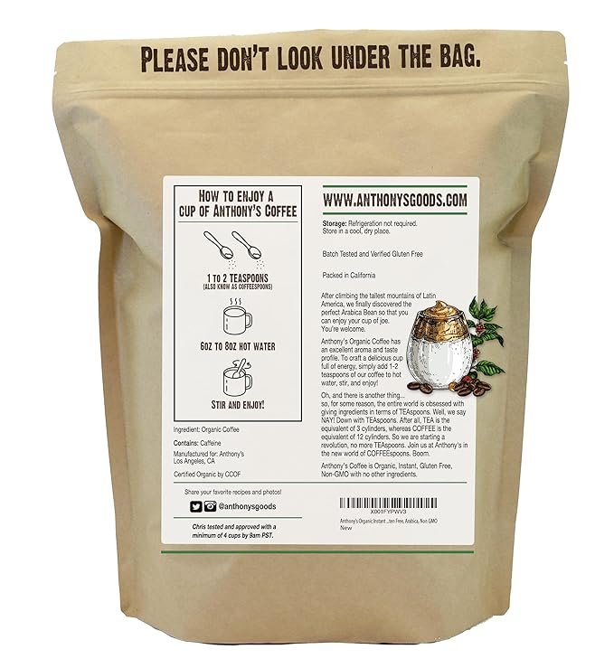 1 Anthony's Organic Instant Coffee,14oz, Ultra Fine Microground, Gluten Free, Arabica, Non GMO