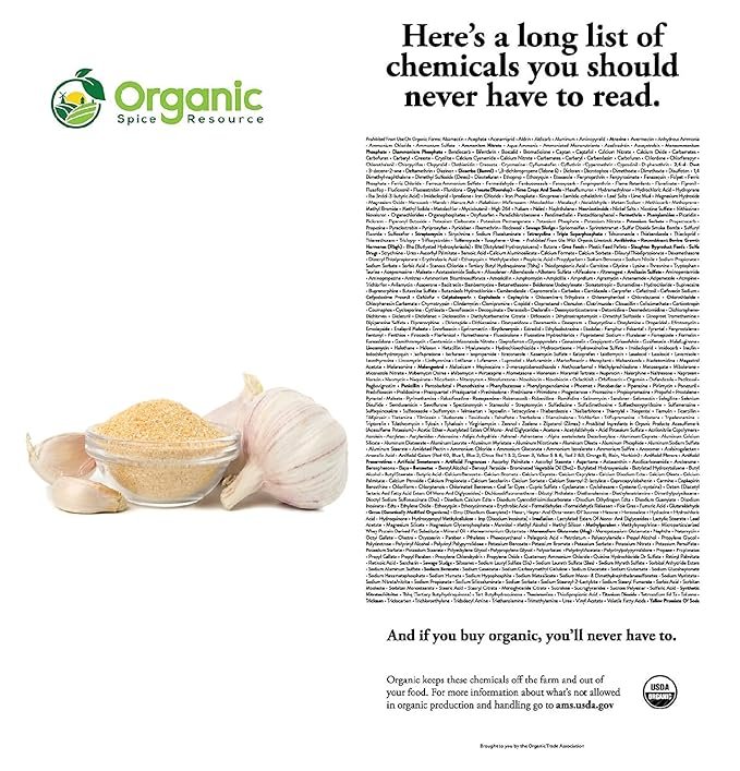 4 Organic Garlic Powder | 8 oz (226g) | USDA Organics and Non-GMO Verified Project Approved | Product of India | 100% Raw and Natural | Resealable Kraft Bag by SHOPOSR