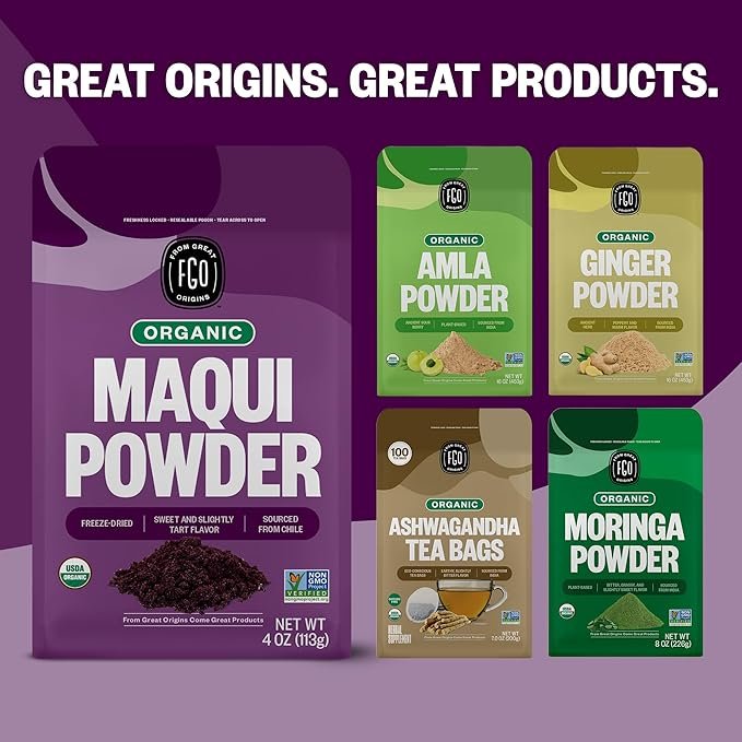 6 FGO Organic Maqui Powder, from Chile, 4oz, Packaging May Vary (Pack of 1)