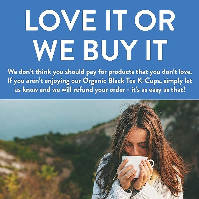 3 Organic Black Tea K-Cup Pods, 24 Pods by FGO - Keurig Compatible - Naturally Occurring Caffeine, Premium Black Tea is USDA Organic, Non-GMO, & Recyclable