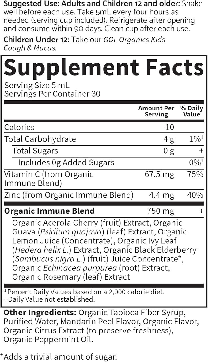 5 Garden of Life Organics Elderberry Zinc Immune Support for Adults and Kids 12 and Older, Organic Cough & Mucus Immune Syrup with Ivy Leaf, Vitamin C and Echinacea, No Added Sugars, 5 Fl oz