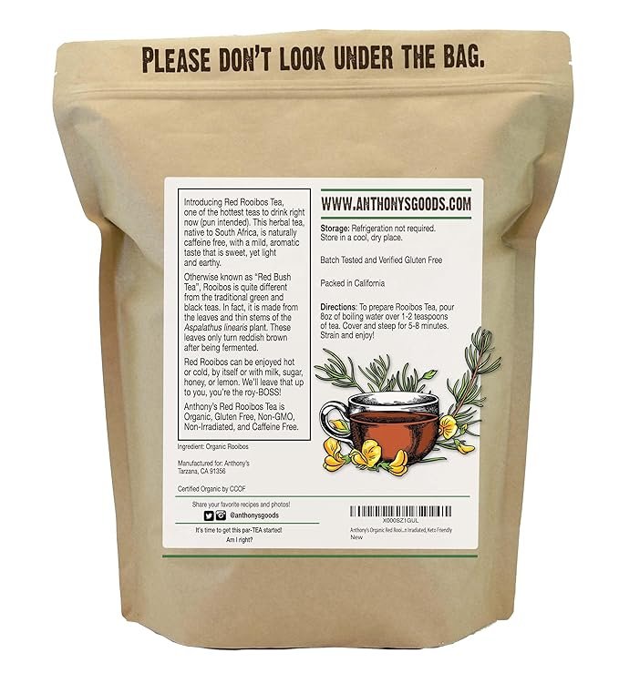 1 Anthony's Organic Red Rooibos Loose Leaf Tea, 1 lb, Gluten Free, Non GMO, Non Irradiated, Keto Friendly