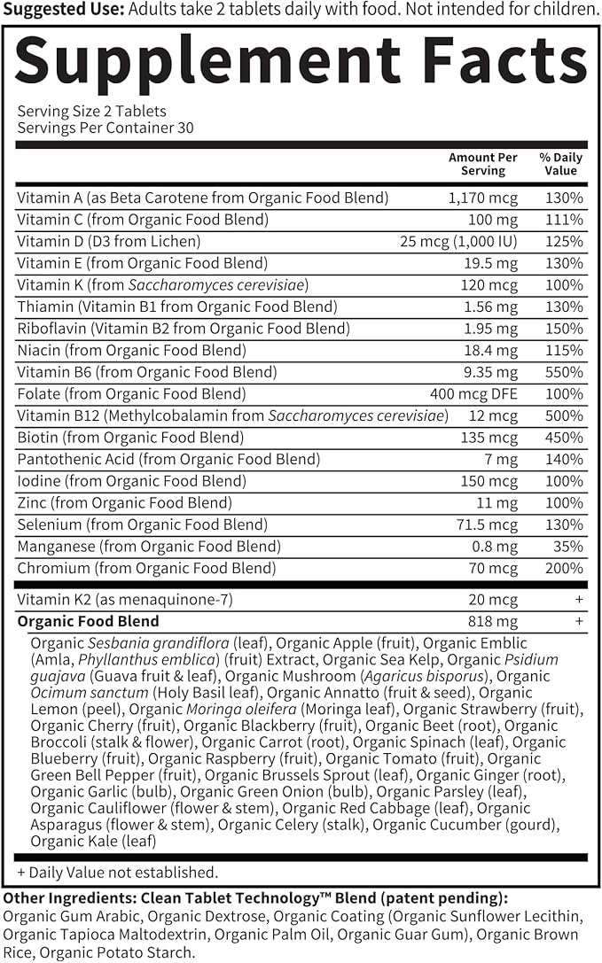 5 Garden of Life Organics Whole Food Multivitamin for Men, 60 Tablets, Vegan Mens Vitamins and Minerals for Mens Health and Well-Being, Certified Organic Vegan Mens Multi