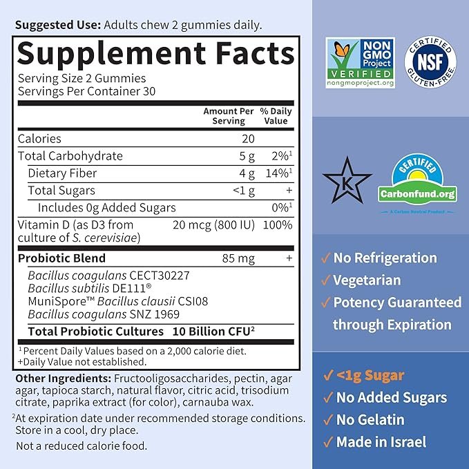 4 Garden of Life Dr Formulated 10 Billion CFU Prebiotic Fiber & Probiotic Gummies with Vitamin D3 for Digestive and Immune Health – Gluten Free, Non GMO, No Added Sugar, Orange Dream Flavor, 60 Gummies
