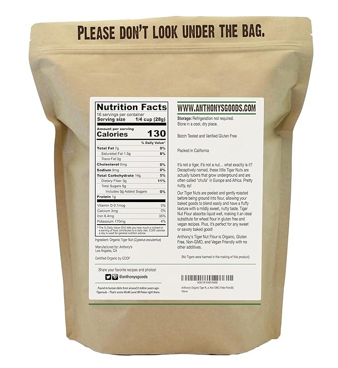 1 Anthony's Organic Tiger Nut Flour, 1 lb, Gluten Free, Non GMO, Paleo Friendly