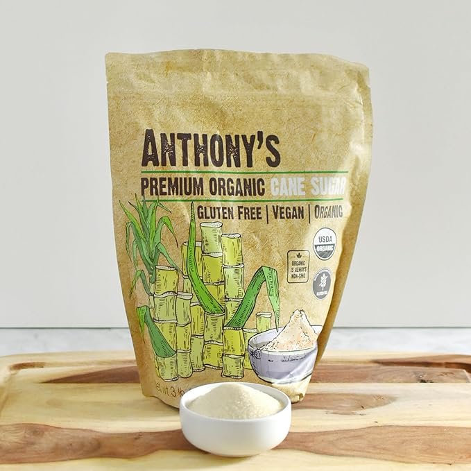 5 Anthony's Organic Cane Sugar, 3 lb, Granulated, Gluten Free & Non GMO