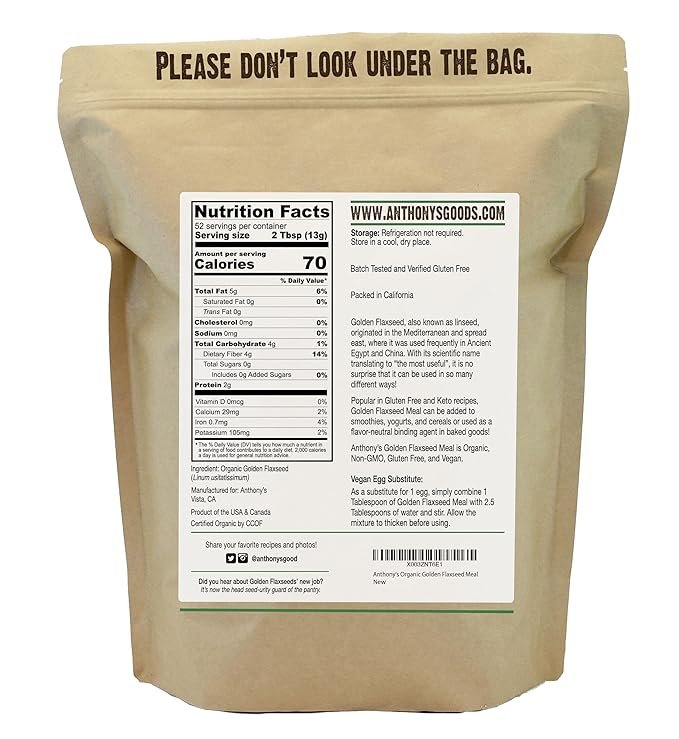 1 Anthony's Organic Golden Flaxseed Meal, 1.5 lb, Gluten Free, Non-GMO, Vegan