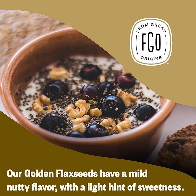 5 Organic Whole Golden Flax Seeds | Sproutable | Grown in USA | 16 oz Resealable Bag (1lb) | by FGO