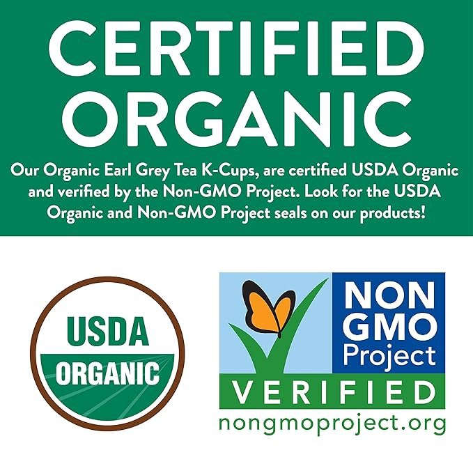 2 Organic Earl Grey Tea K-Cup Pods, 24 Pods by FGO - Keurig Compatible - Naturally Occurring Caffeine, Premium Earl Grey Black Tea is USDA Organic, Non-GMO, & Recyclable