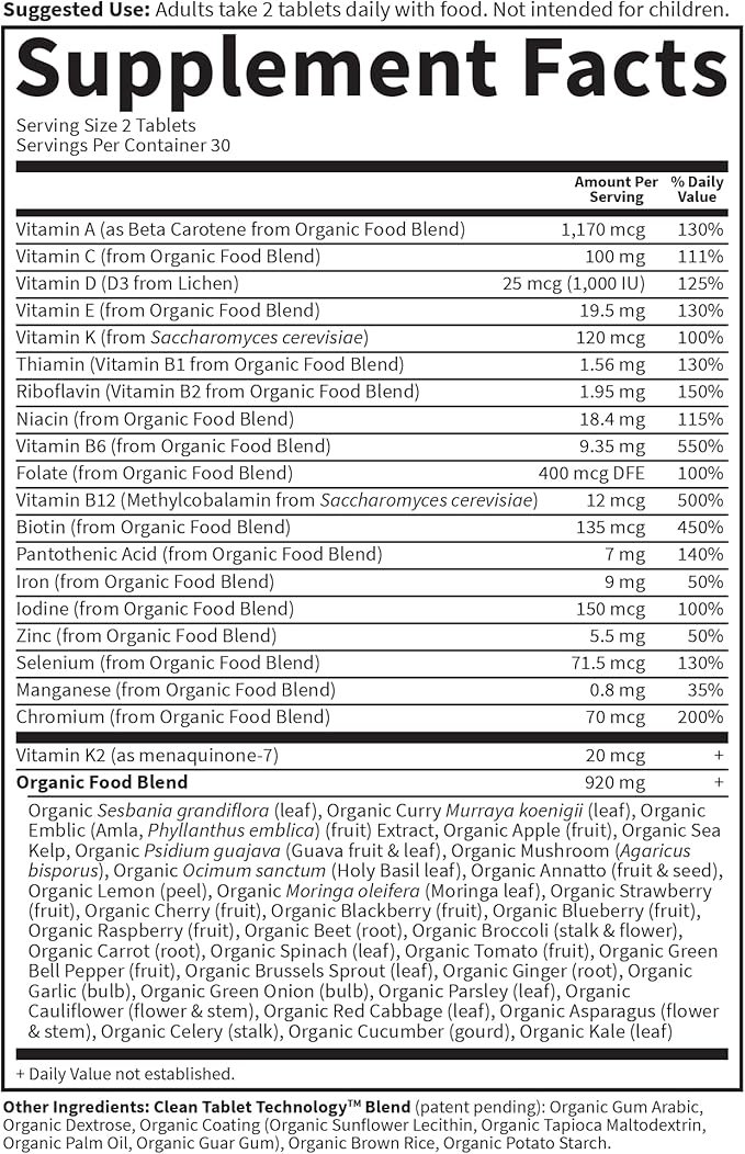 5 Garden of Life Organics Organic Multivitamin for Women - Womens Multi with Vitamin C, D, Folate, B6, B12, Biotin, Iron, Vegan Whole Food Vitamins for Women, Energy, Skin, Nails, 60 Tablets