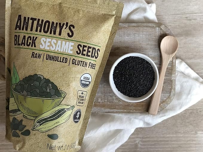 3 Anthony's Organic Black Sesame Seeds, 2 lb, Raw, Unhulled, Batch Tested & Verified Gluten Free, Keto Friendly