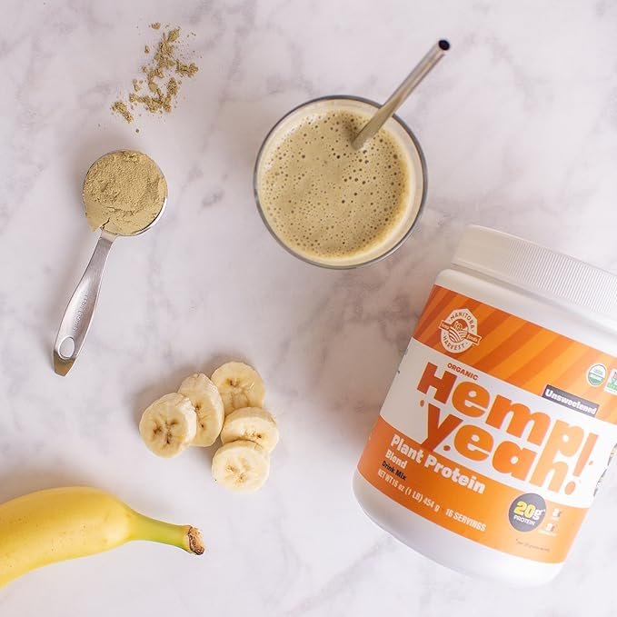 5 Manitoba Harvest Hemp Yeah! Organic Plant-Based Protein Powder with 20g of Complete Plant, 2g of Fiber & 2g Omegas 3&6, Non-GMO, Vegan, Unsweetened, 16 Oz, Packaging May Vary