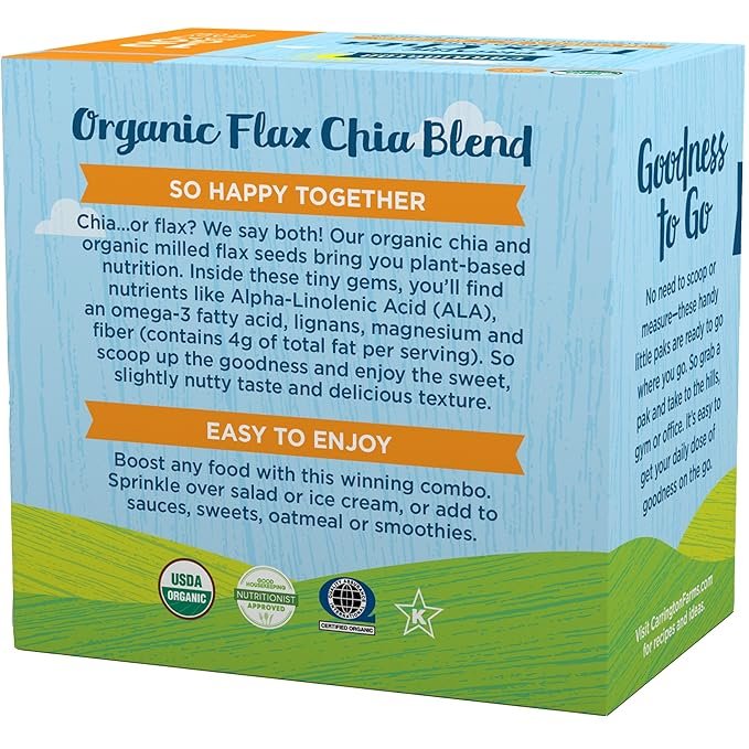 1 Carrington Farms Organic Flax Chia Paks, 5.08 oz 12 Packets (Pack of 6), Packaging May Vary