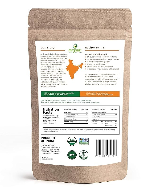 4 Organic Turmeric Powder w/Curcumin | 35.27 Ounce / 2.2 LBS | USDA Organics and Non-GMO | Lab Tested for Heavy Metal and Purity | 100% Raw and Natural by OSR