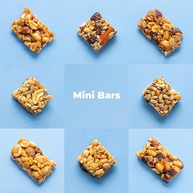 4 Yupik Organic Almond Mini Bars, 1 lb, Individually Wrapped, Healthy Snack On the Go, Nut Bars, Gluten-Free, All Organic Ingredients, Almonds, Peanuts, Flaxseeds, Sunflower Seeds, Raisins