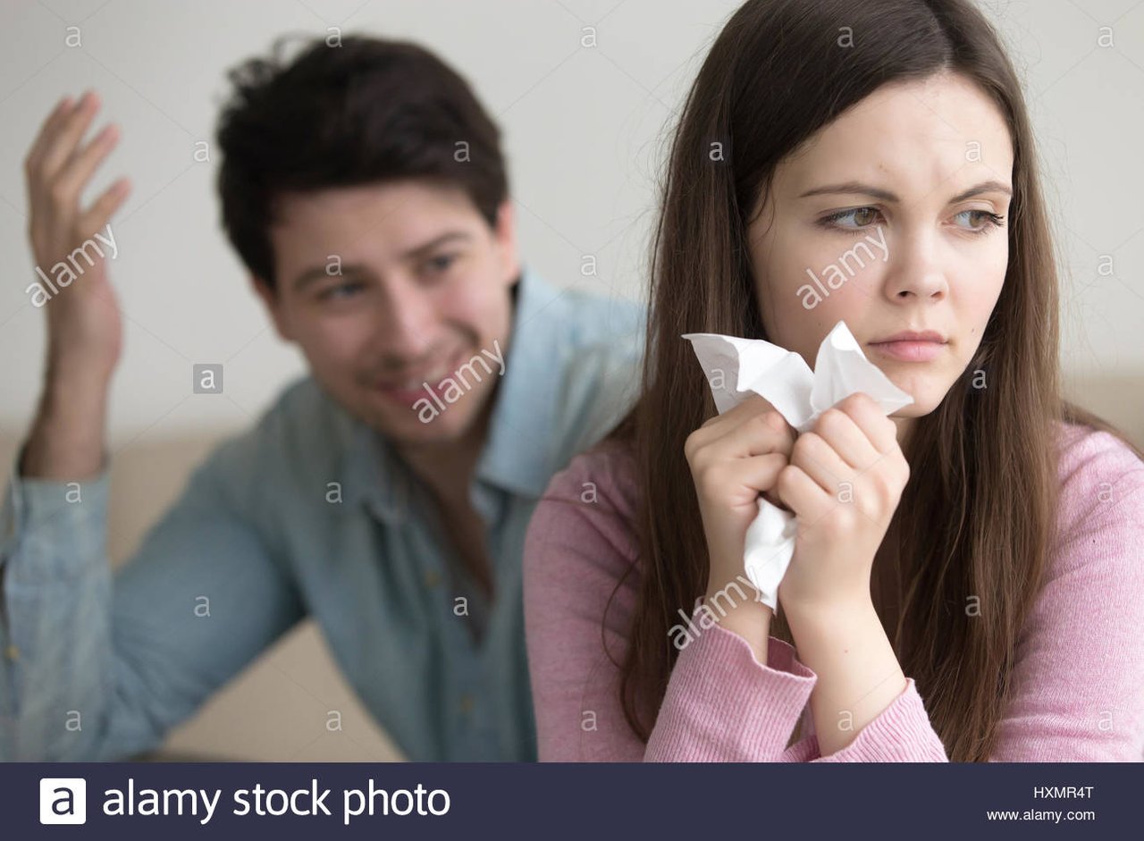 https://c8.alamy.com/comp/HXMR4T/young-man-cheering-up-beautiful-crying-lady-guy-comforts-woman-HXMR4T.jpg