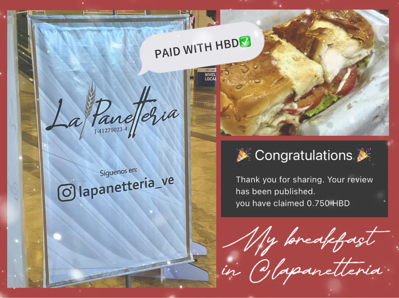 Paid with HBD my breakfast in @lapanetteria☑️