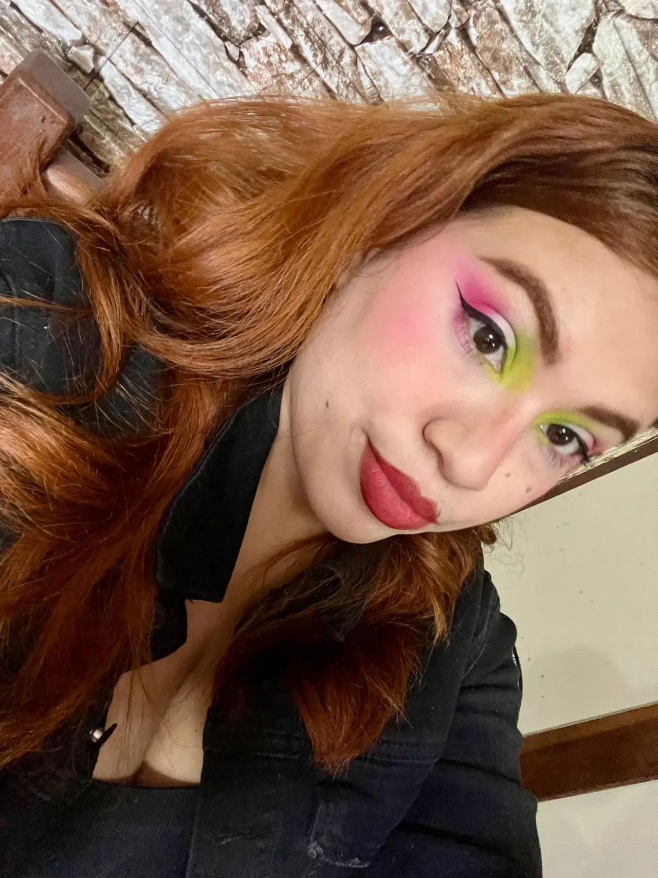 Pink and green halo eye makeup