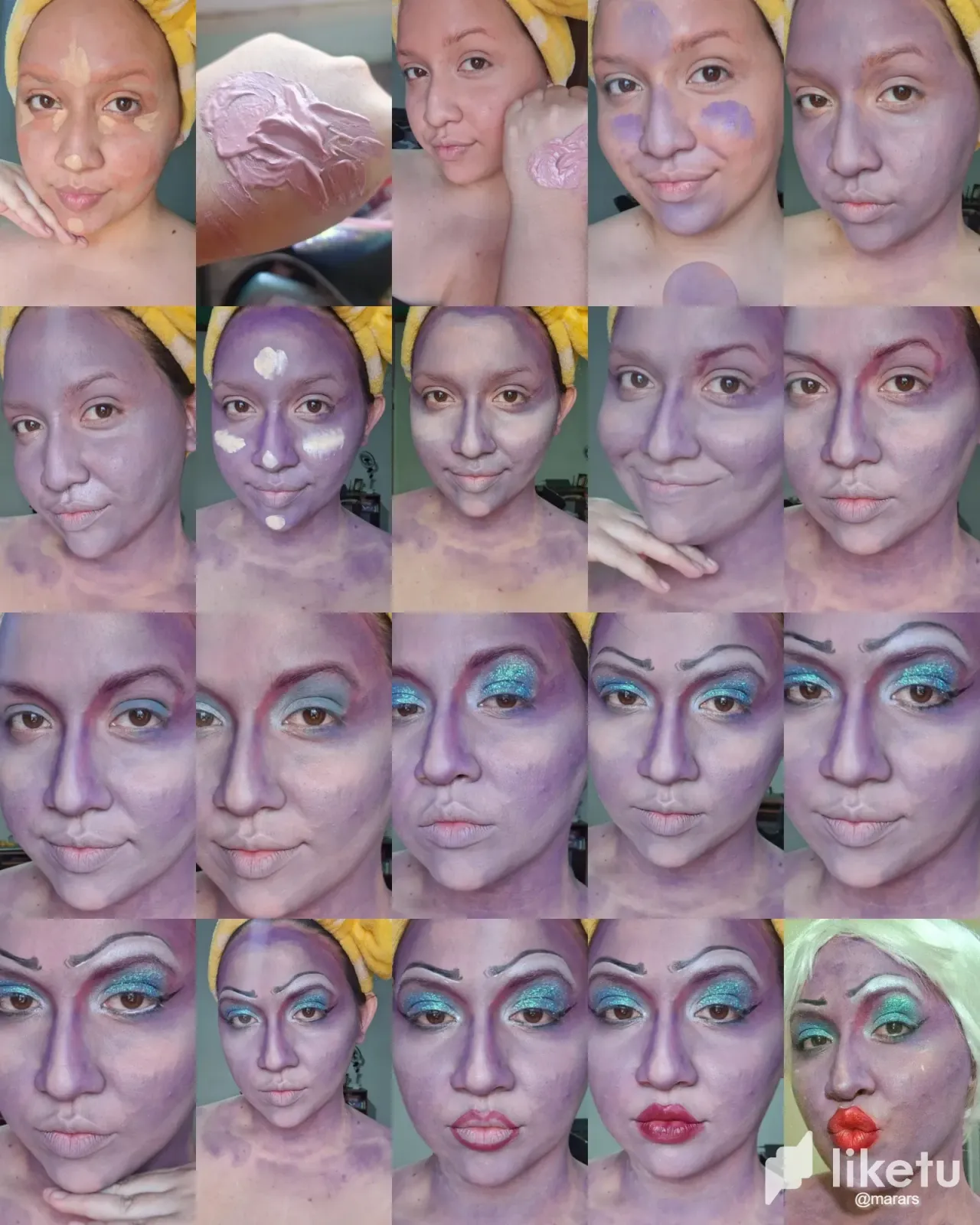 Transforming into Ursula the Little Mermaid villain make-up