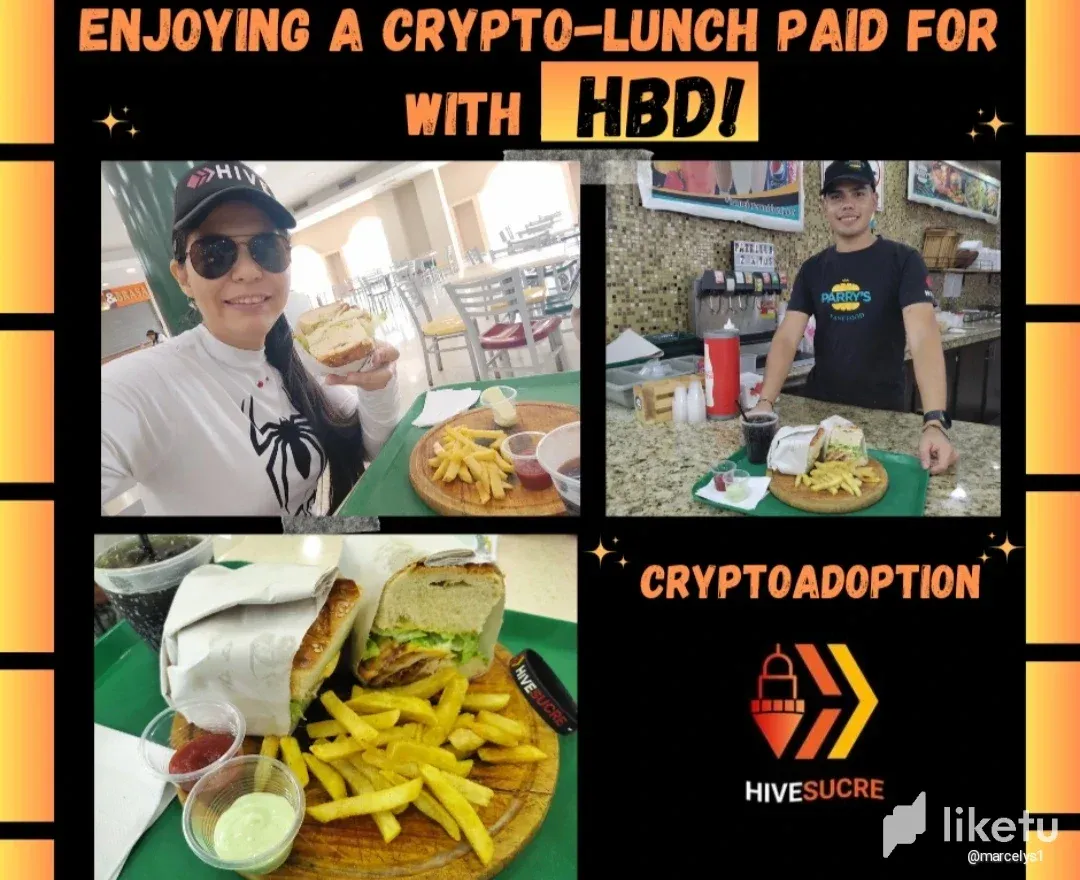  [Eng-Esp] Enjoying a crypto-lunch paid for with HBD!  🍟🥪️Cryptoadoption in Sucre! 🔥