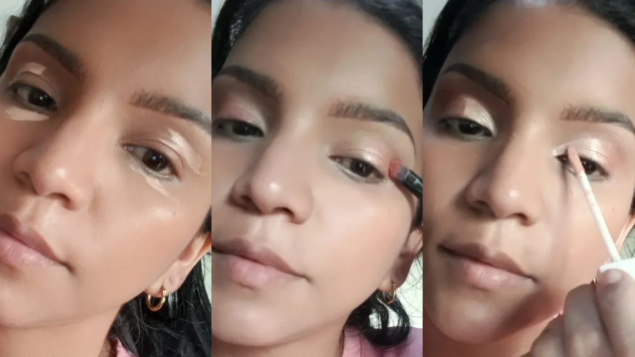 Makeup in pink and champagne tones. Step by step.[Eng-Spa]