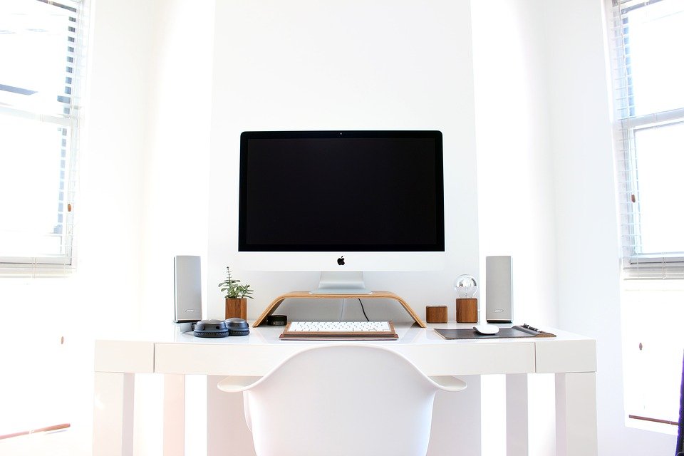 Apple, Chair, Computer, Desk, Table, Technology