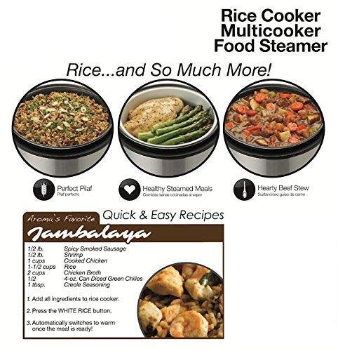 1 AROMA Digital Rice Cooker, 4-Cup (Uncooked) / 8-Cup (Cooked), Steamer, Grain Cooker, Multicooker, 2 Qt, Stainless Steel Exterior, ARC-914SBD
