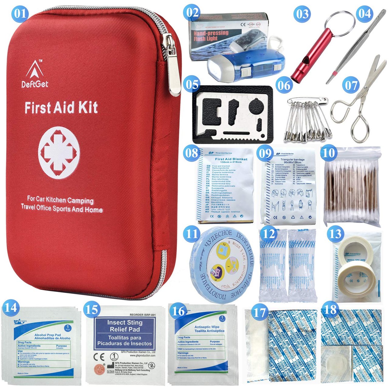 6 DeftKit - 163 Piece Portable Essential Medical Equipment Kit