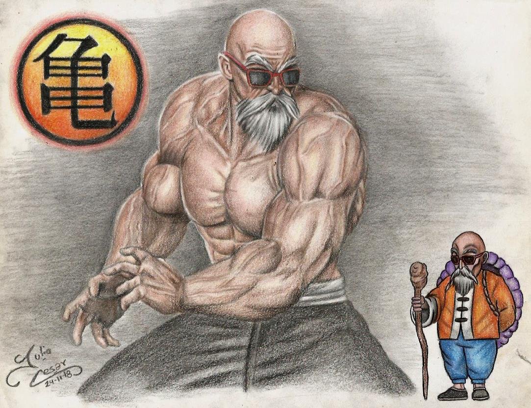 Ahora si amig@s... aqui les muestro el dibujo terminado del Maestro Roshi.  | PeakD