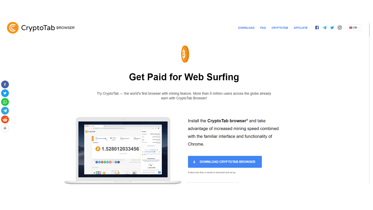 CryptoTab Browser - Easy way for Bitcoin Mining