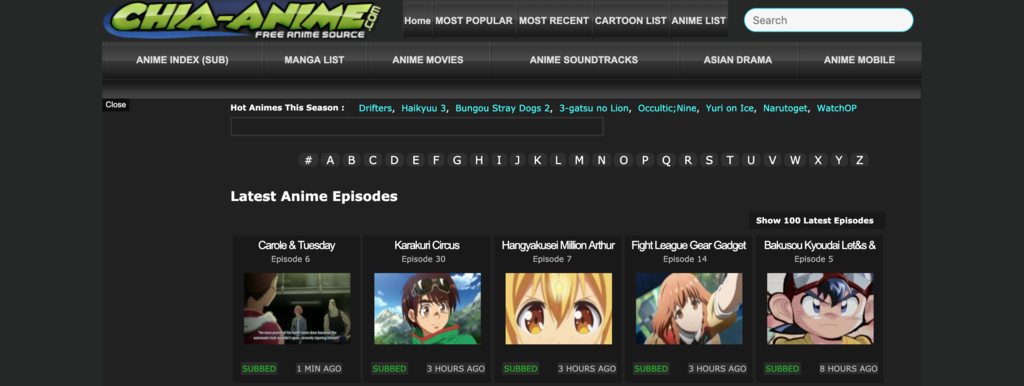 Chia discount anime website