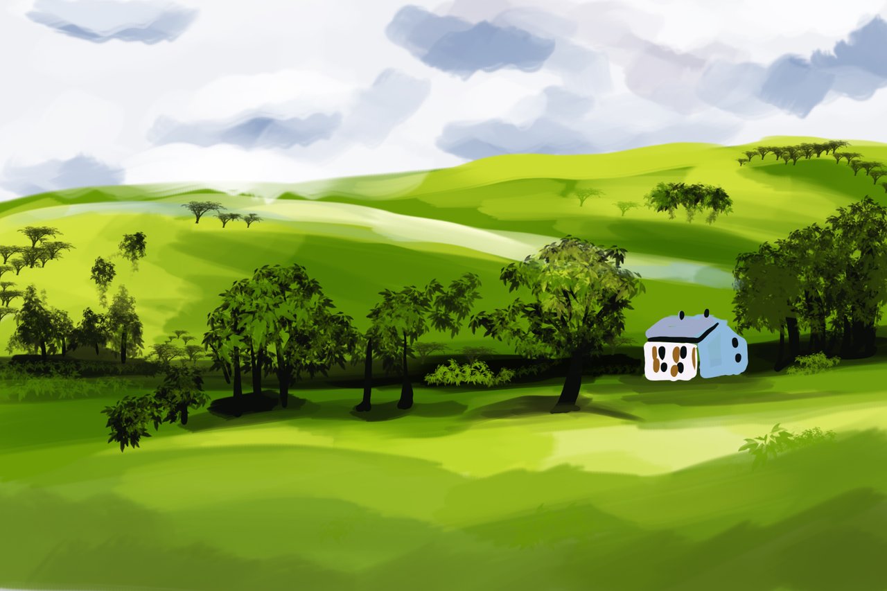 village digital painting