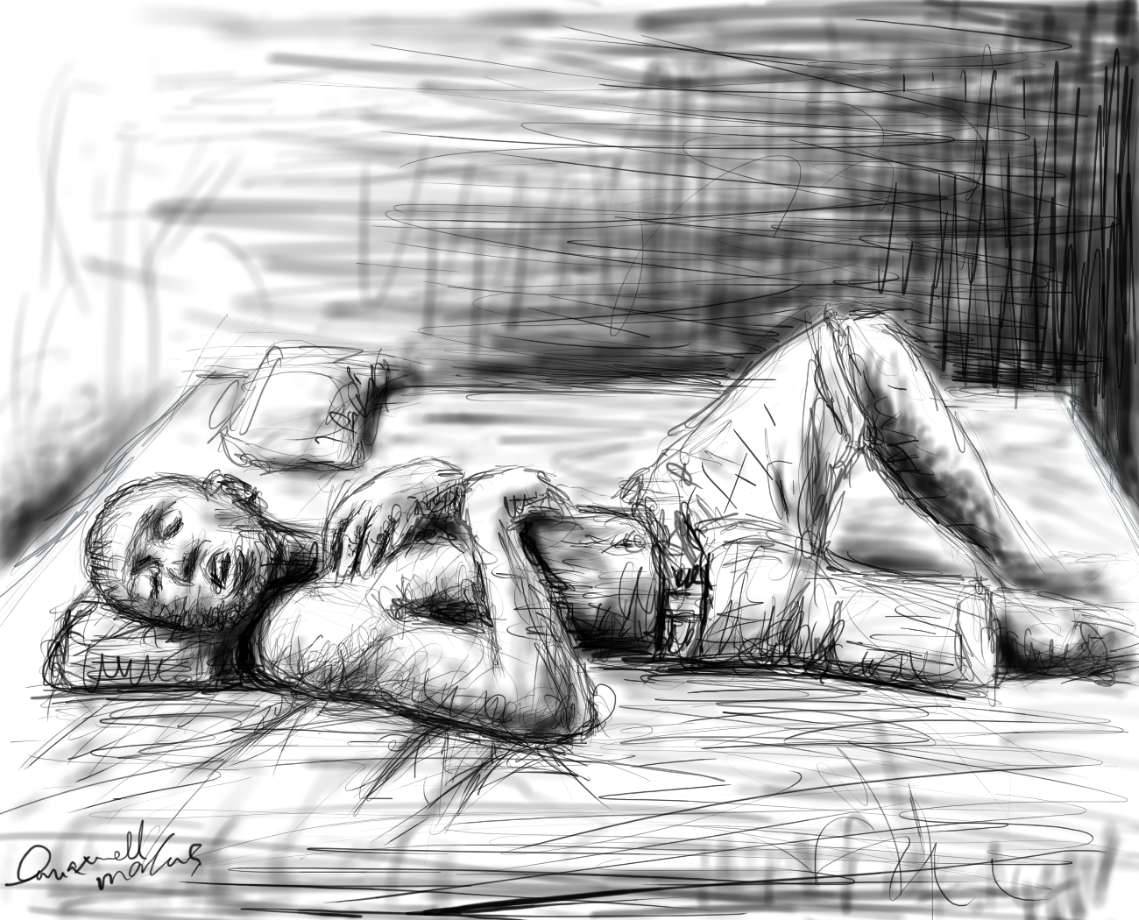 sleeping man drawing