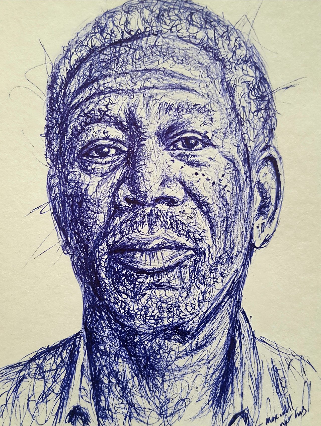 Morgan Freeman portrait drawing by Guilherme Silveira  No 810