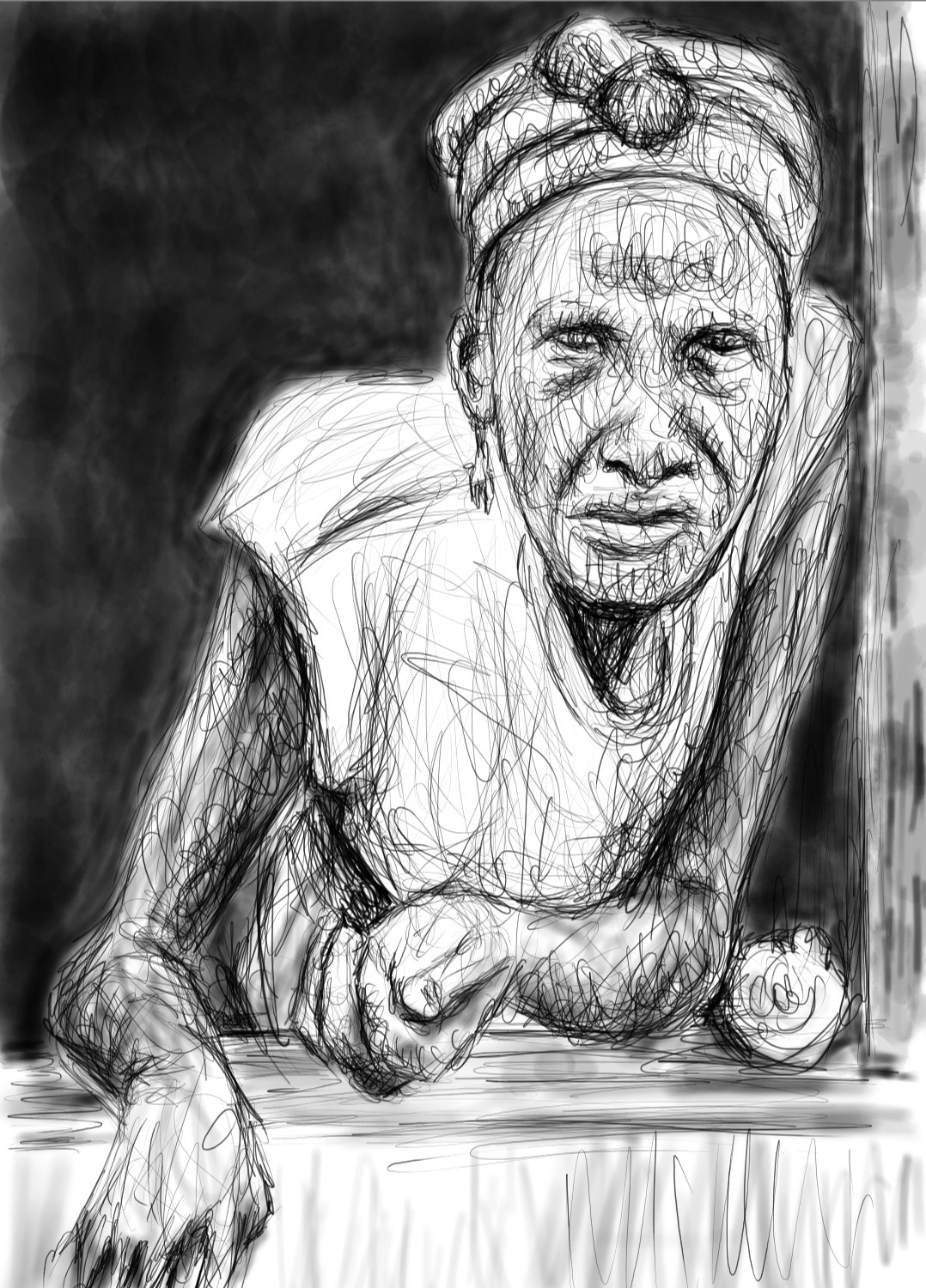 Cover Every Small Points Black old women with his little smile best sketch  ever Size According