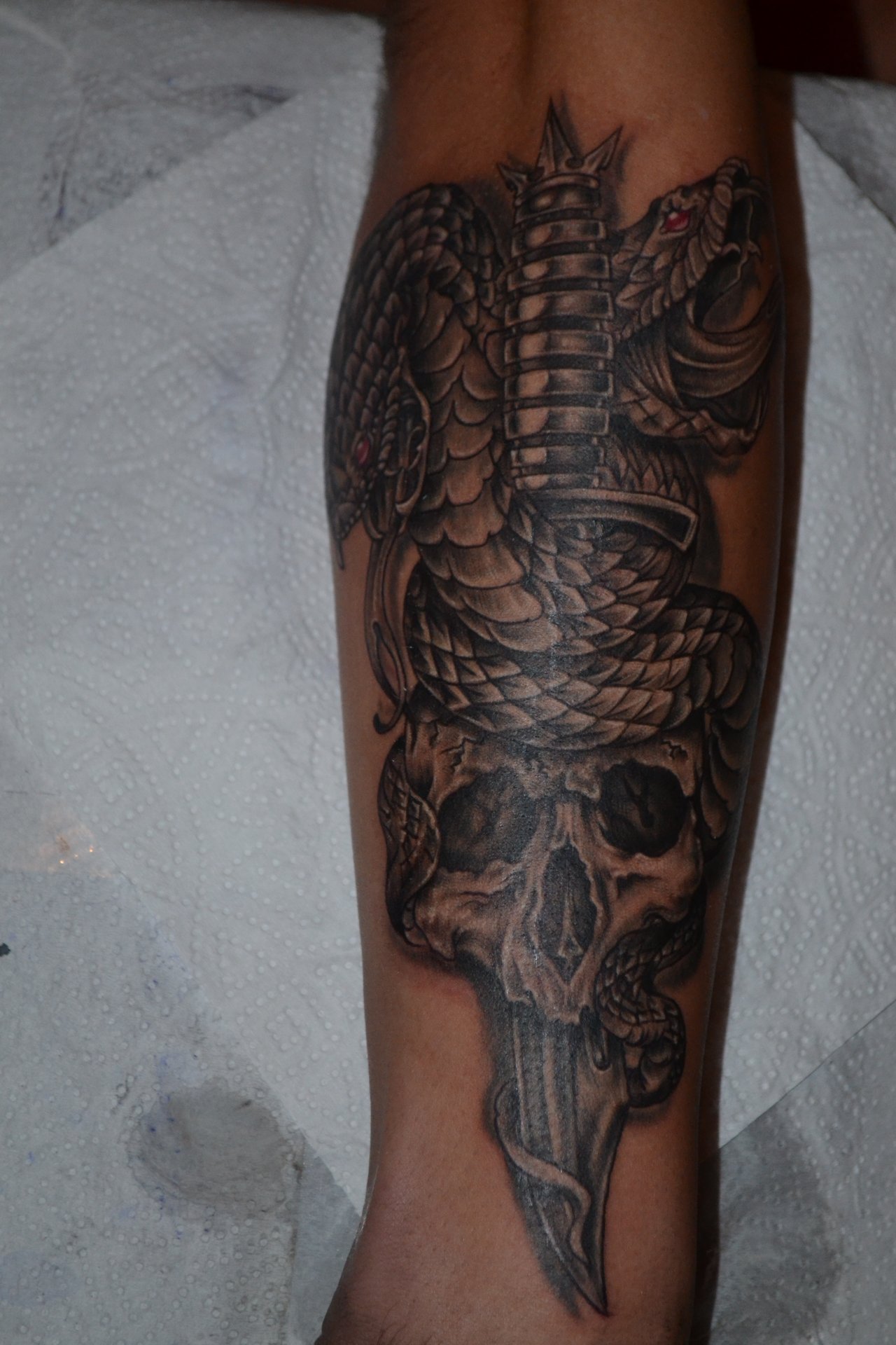 Monster Snake And Knife( Neo-Traditional/Black And Grey). My New Tattoo  Work | PeakD