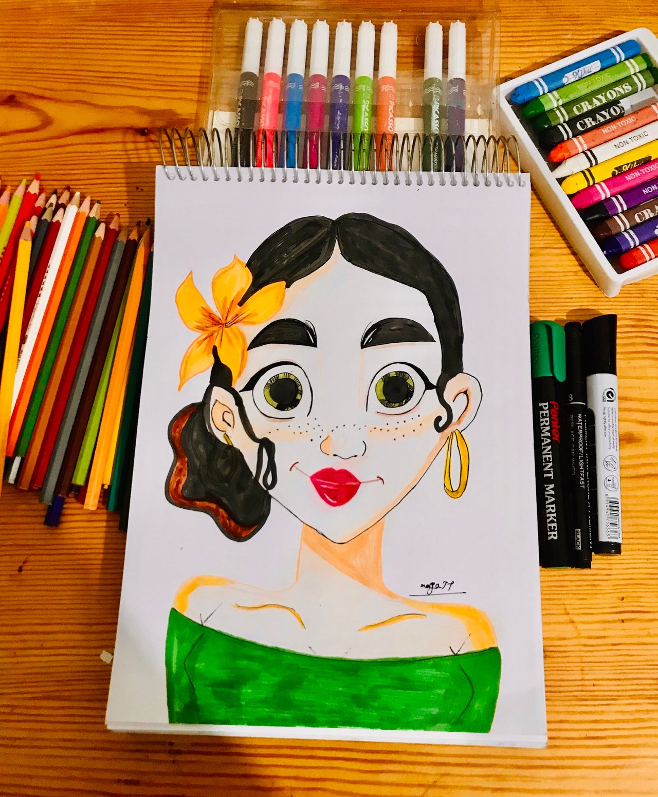 Cartoon drawing with color pencils | PeakD