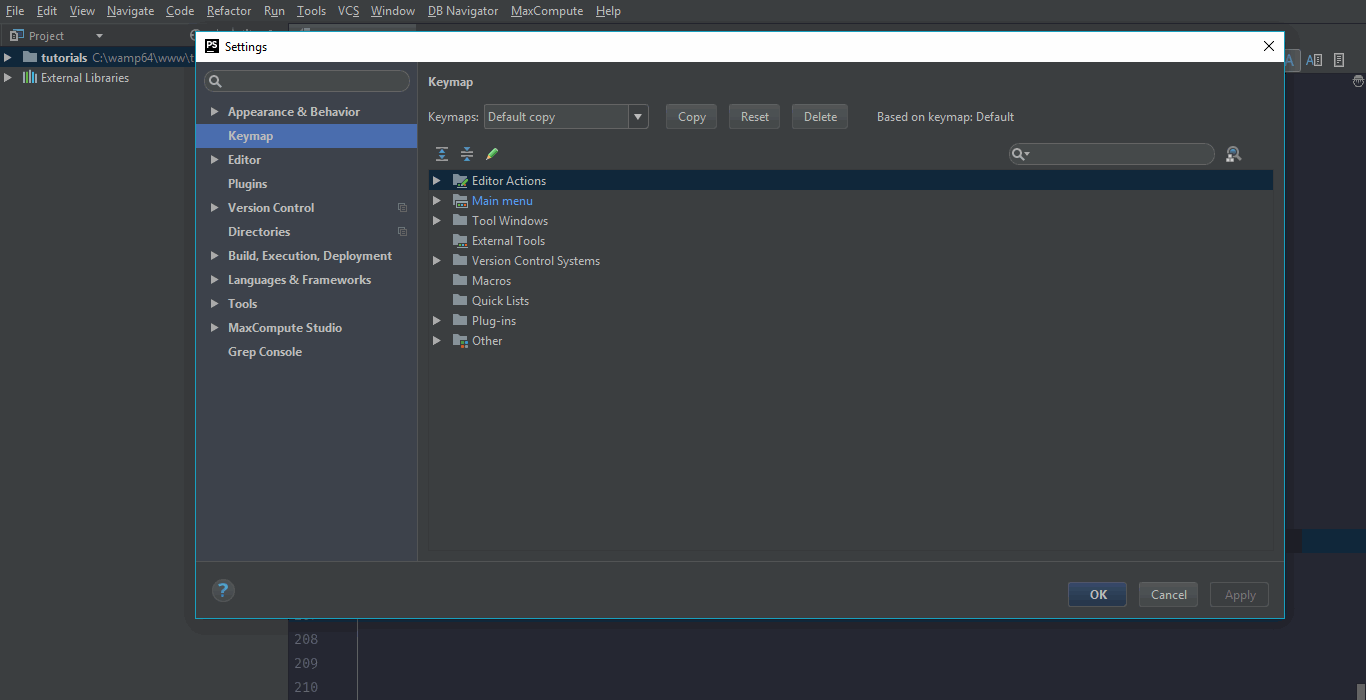 Changing Keymaps in PhpStorm