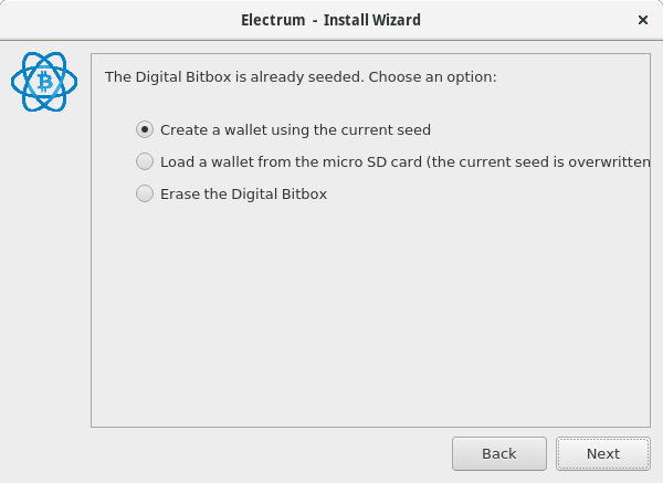 Electrum install wizard, step 8