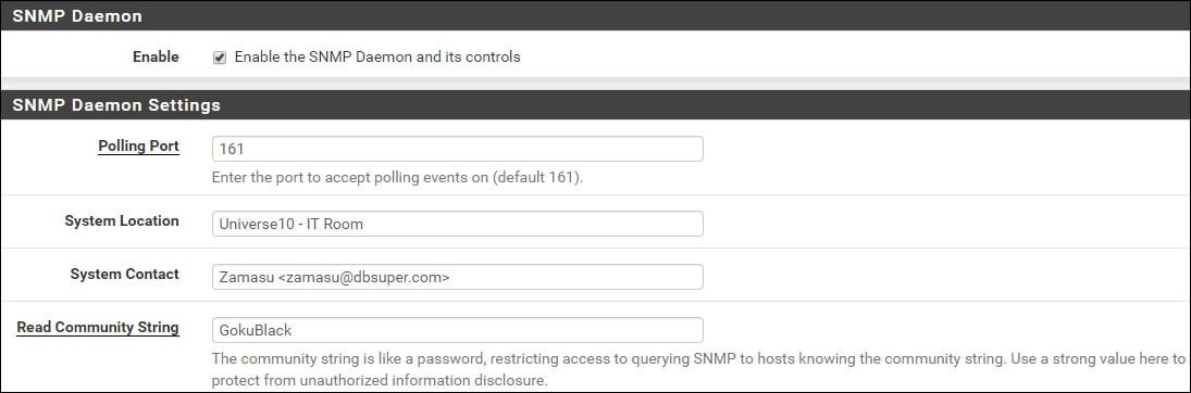 Pfsense snmp configuration