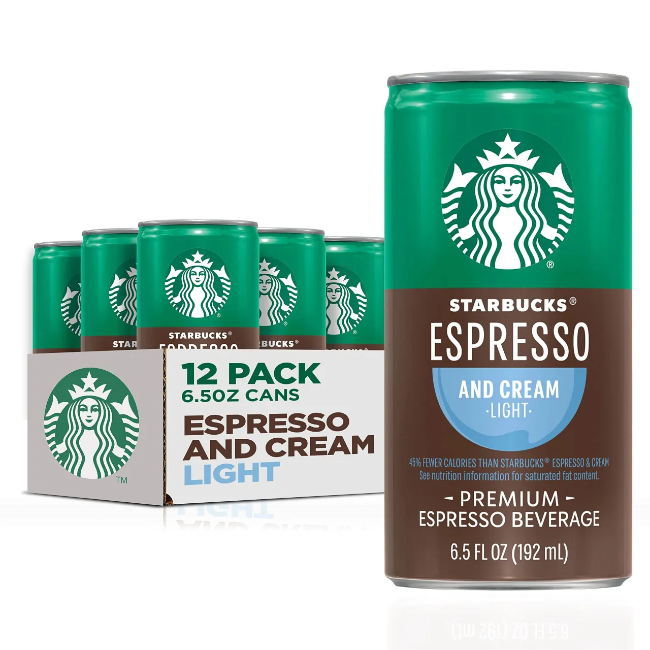 4 Starbucks Ready to Drink Coffee, Espresso & Cream Light , 6.5oz Cans (12 Pack) (Packaging May Vary)