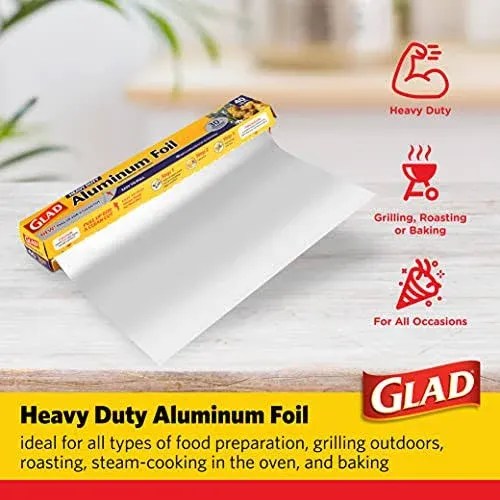 4 Glad Heavy Duty Aluminum Foil, 40 Square Feet | Aluminum Foil for Grilling, Roasting, Baking