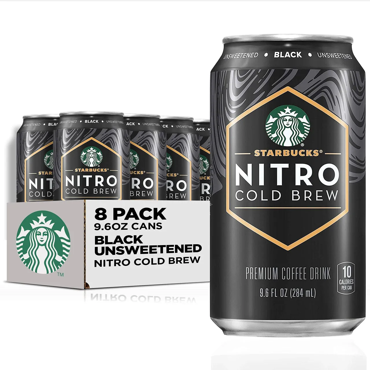1 Starbucks Nitro Cold Brew, Plain Black, 9.6 fl oz Can (8 Pack) (Packaging Might Be Different)