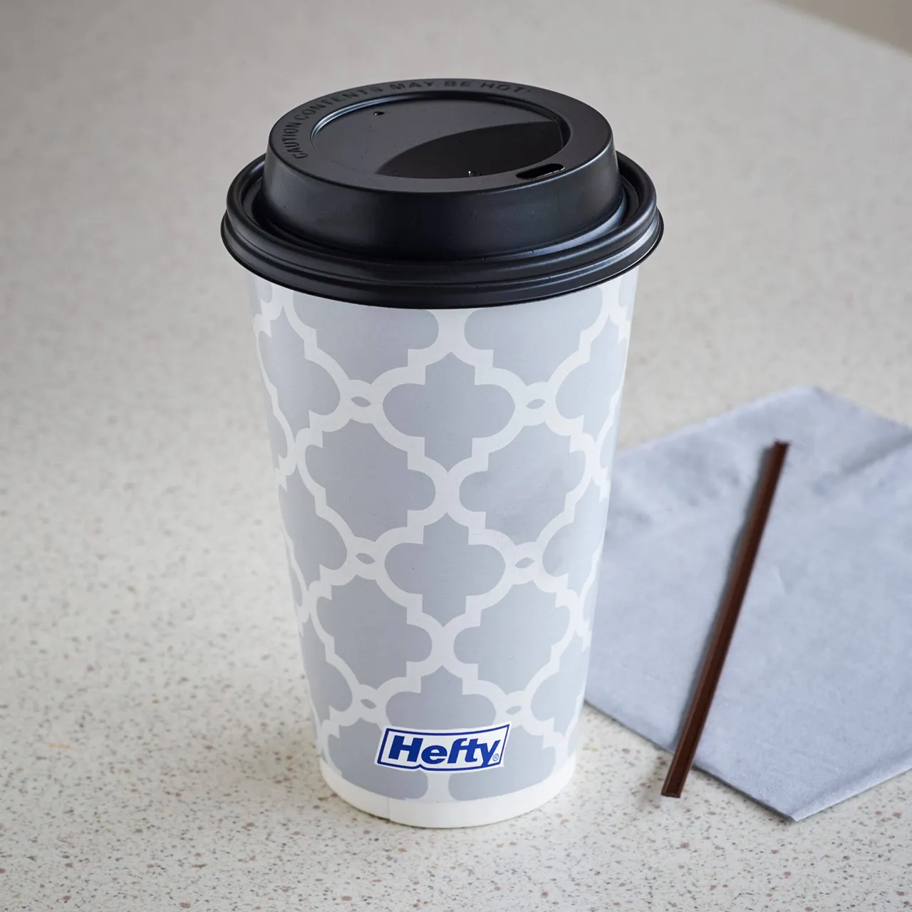 4 Hefty Paper Disposable Hot Cups with Lids, 16 Ounce, 20 Count