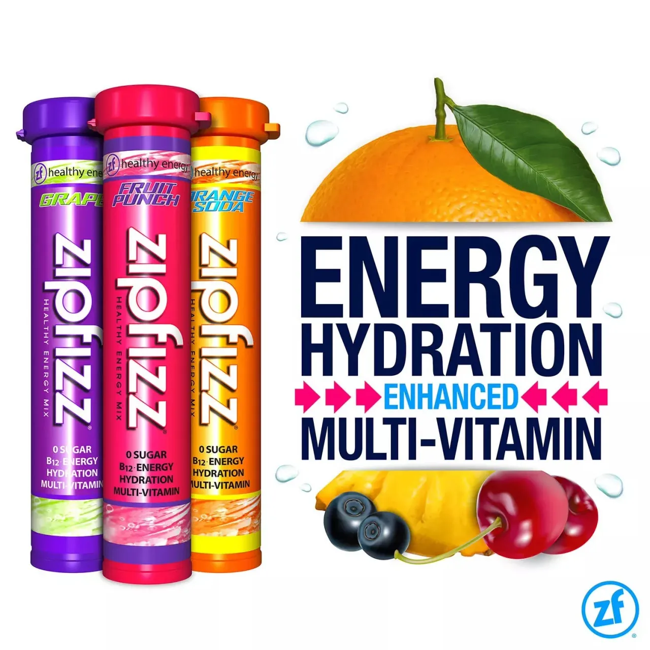 5 Zipfizz Multi-Vitamin Energy Hydration Drink Mix, Variety Pack, 30 Tubes