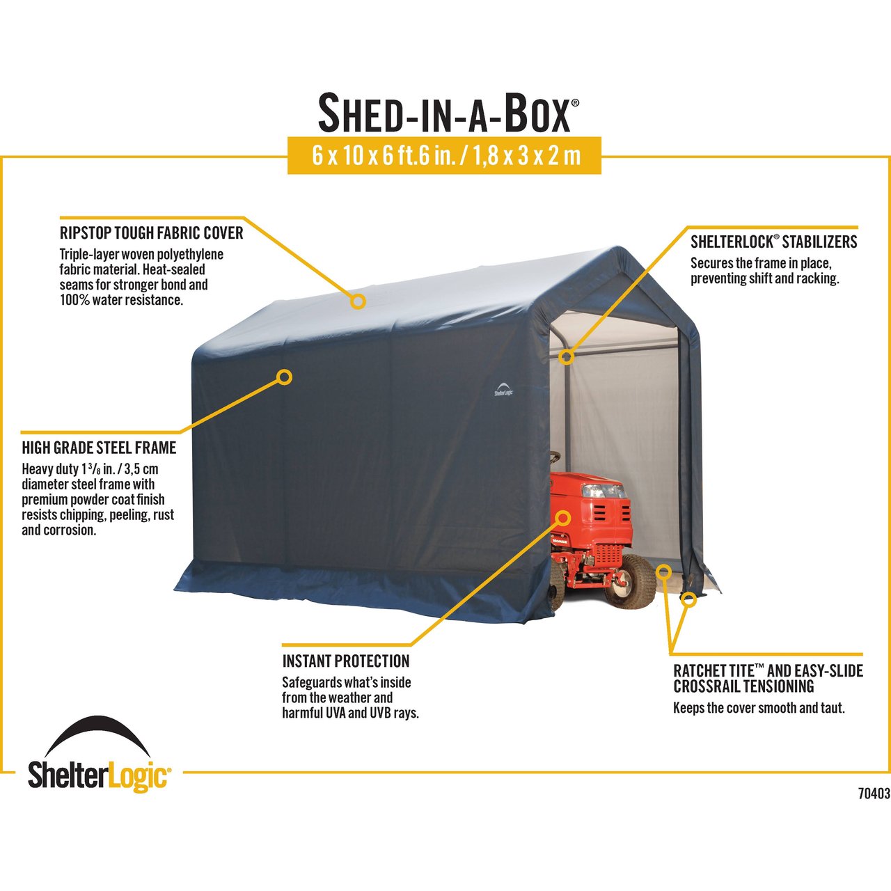 4 Shelter Logic Shed-in-a-Box Canopy Storage Shed - 6´ x 10´