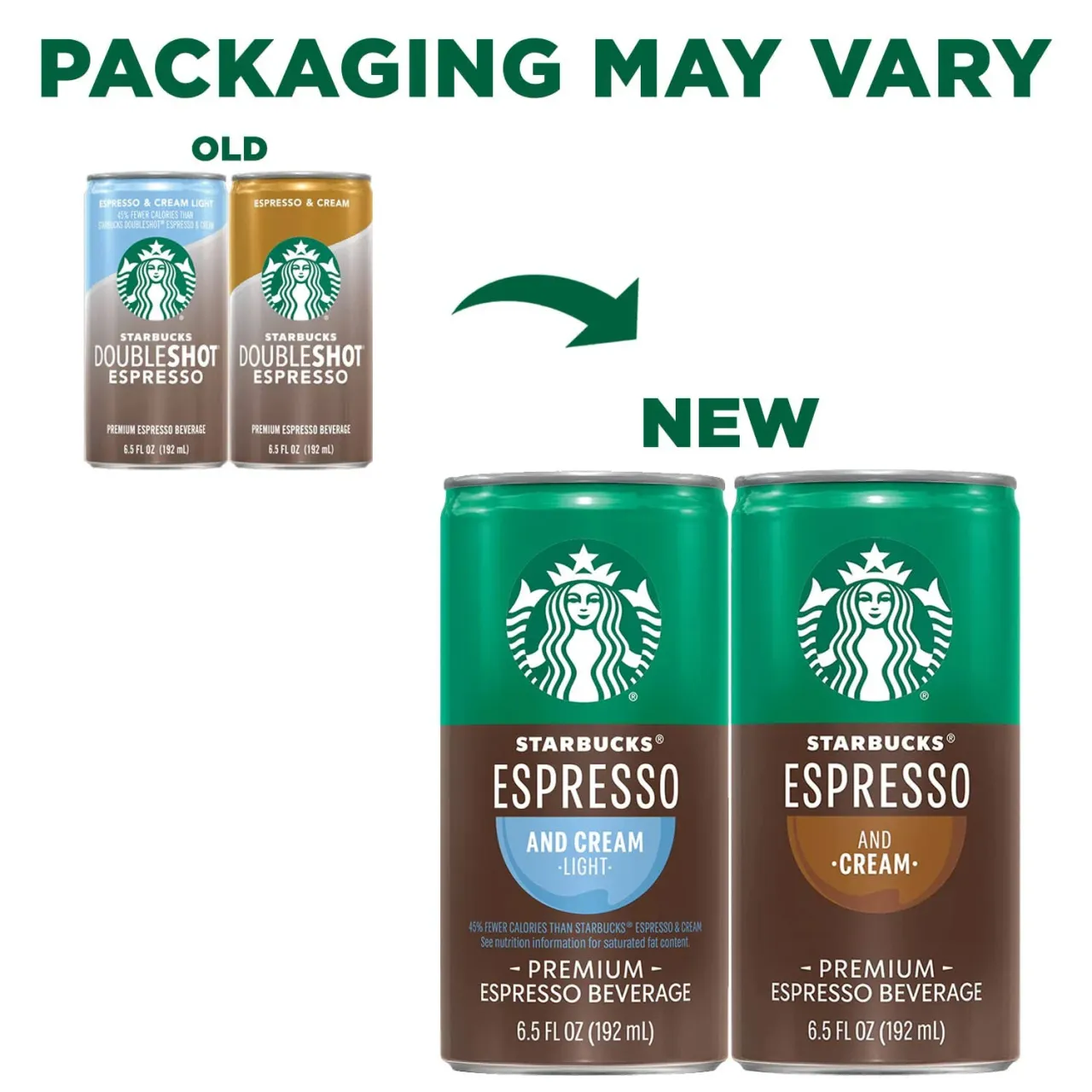 6 Starbucks Ready to Drink Coffee, Espresso & Cream Light , 6.5oz Cans (12 Pack) (Packaging May Vary)