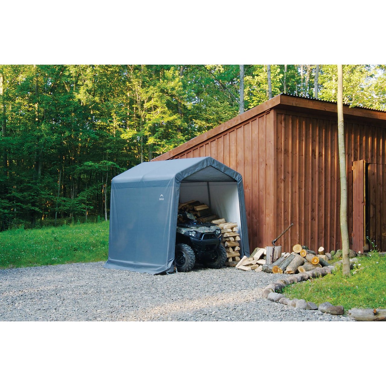 6 Shelter Logic Peak Style Storage Shed, 8' × 8' × 8', Gray