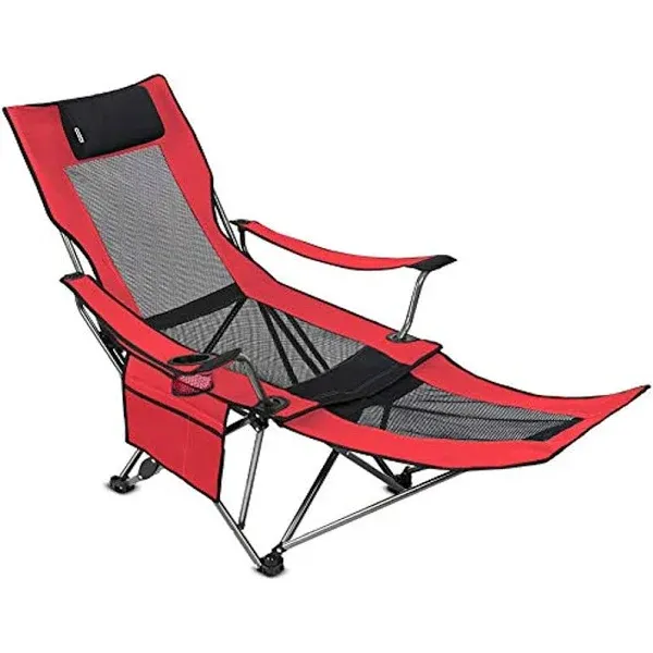 1 Outdoor Living Suntime Camping Folding Portable Mesh Chair with Removabel Footrest