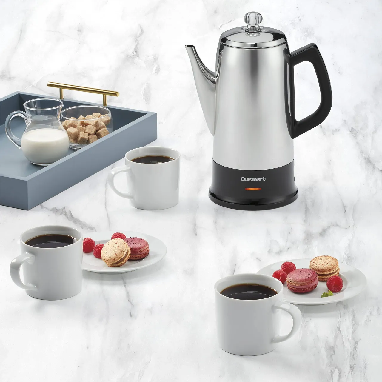 5 Classic Stainless-Steel Percolator by Cuisinart, with a 12-Cup Capacity and a sleek Black/Stainless Finish.